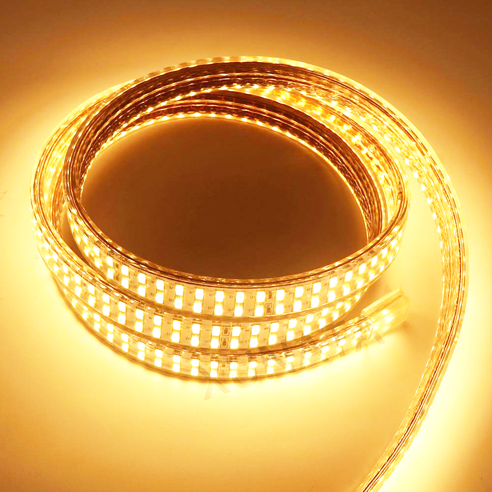 220V 110V 5730 bande lumineuse LED 240LEDs/M bande LED Double rangée ruban ruban étanche avec prise d'interrupteur EU/US/UK blanc/blanc
