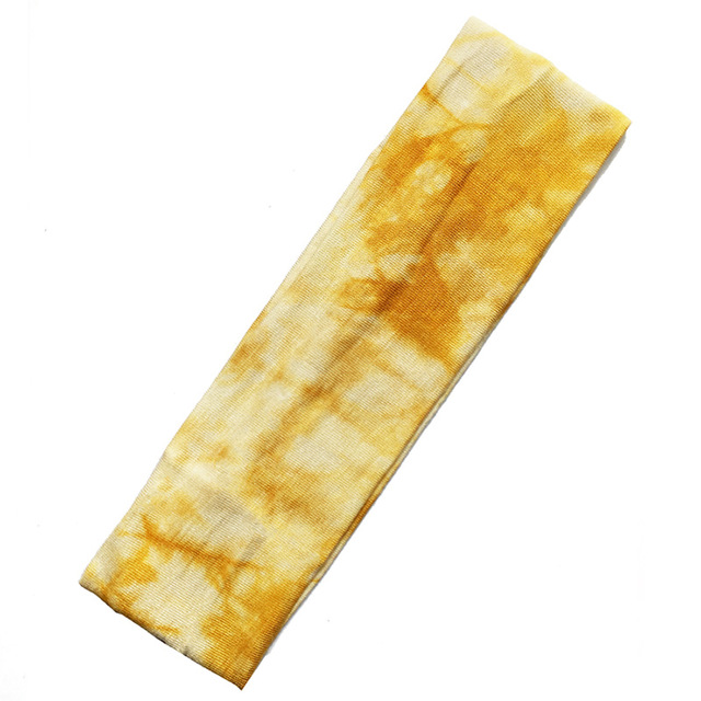 2 Inch Tie Dye Cheetah Forest Tree Elastic Yoga Cotton Stretch Headbands Sports Girl Hair Bands Bandage Gum Turban Bandana: Yellow