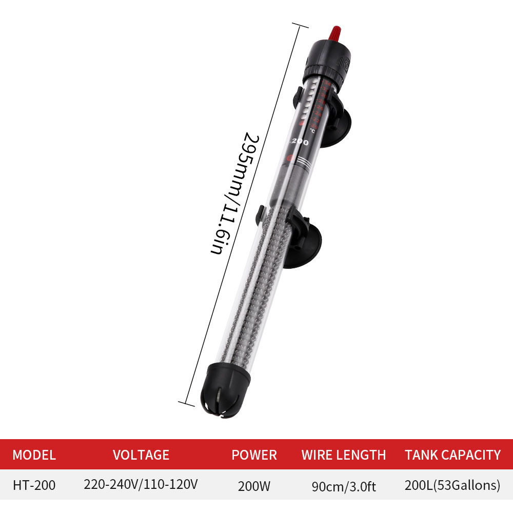 110 V-220 V Verstelbare Temperatuur Thermostaat Verwarming Staaf 25 W 50 W 100 W 200 W 300 W Dompelpompen Aquarium Aquarium Water Warmte: S / Rood
