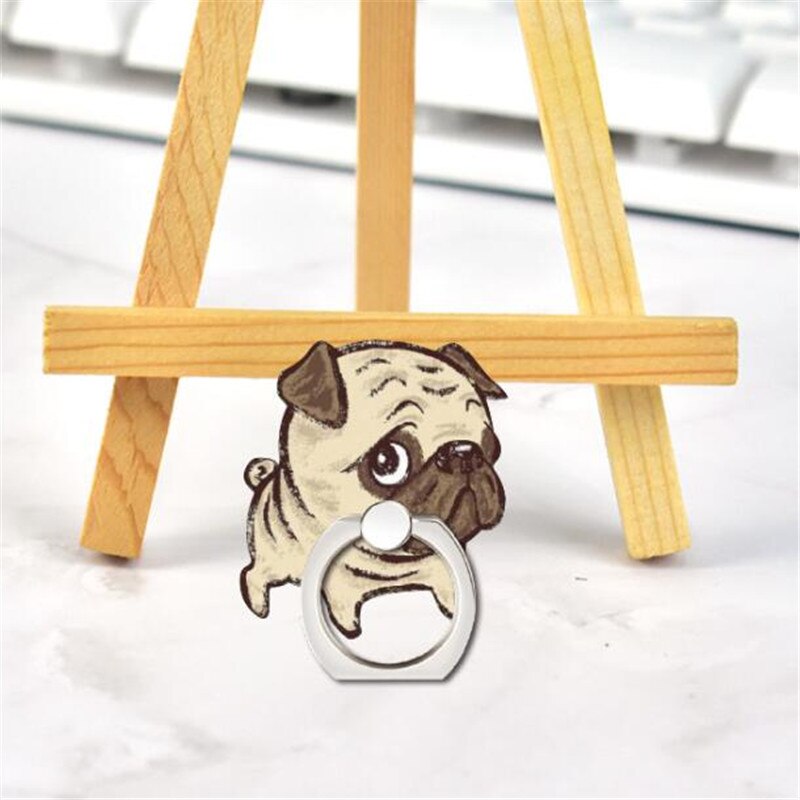 Animals Dog Corgi Pug Cat Finger Ring Phone Stand Holder Car Mobile Phone Holder Stand Suporte Celular For iPhone 11 All Phone: B