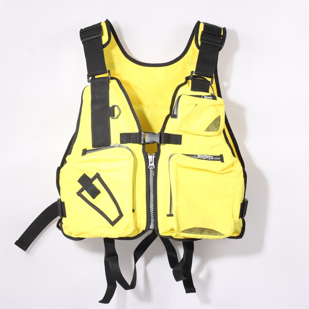 Adulte gilet de sauvetage solide réglable étanche aide à la flottabilité Nylon gilets de pêche voile pêche Kayak gilet de sauvetage unisexe X167G: yellow