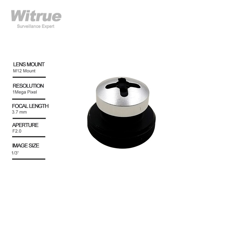 Witrue Camera Lens CCTV Pinhole 3.7MM M12*0.5 Mount 1/3&quot; F2.0 90 Degree for Surveillance Security Cameras
