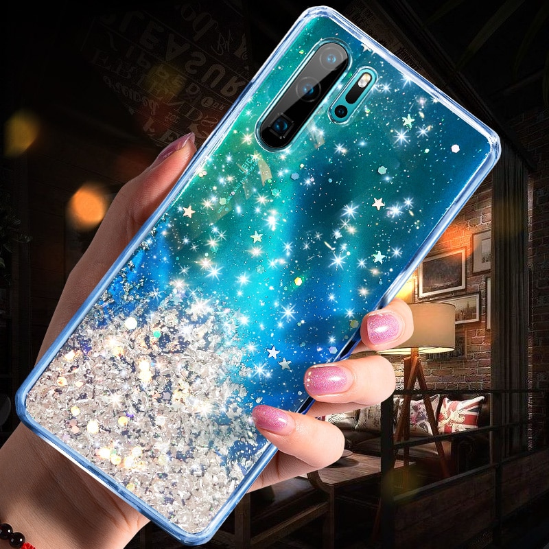 Bling Glitter Case for Huawei P20 Lite P30 Silicon Crystal Sequins Soft Cover for Huawei P30 Lite P20 Pro Transparent Phone Case