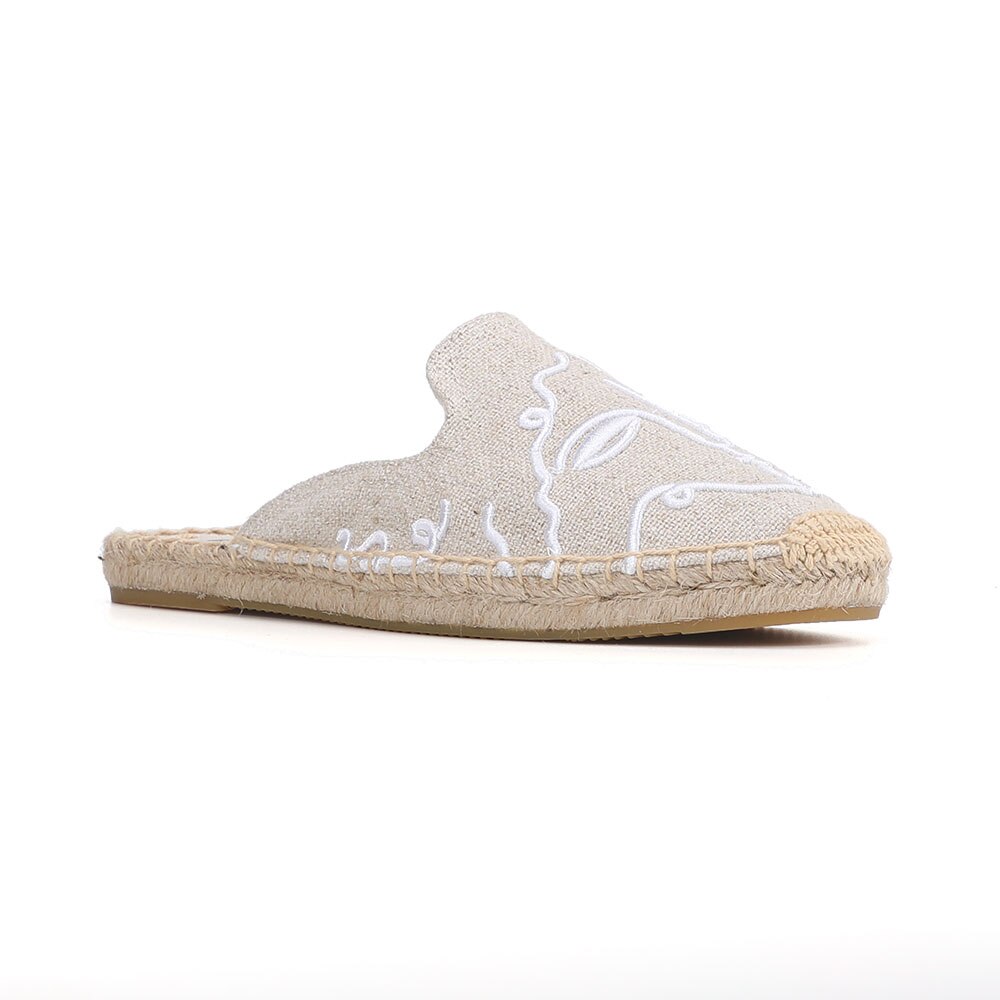 Tienda Soludos Espadrilles Hausschuhe Für Für Flache Echt Angebot Hanf Sommer Gummi Drucken Frau Schuhe Maultiere Pantufa: Beige / 7