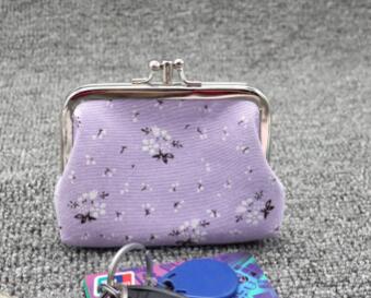 M007-cartera de lona con dibujos animados de doble rosa para mujer, monedero de tela corta Floral para mujer, monedero para chica, para estudiante,: 16purple