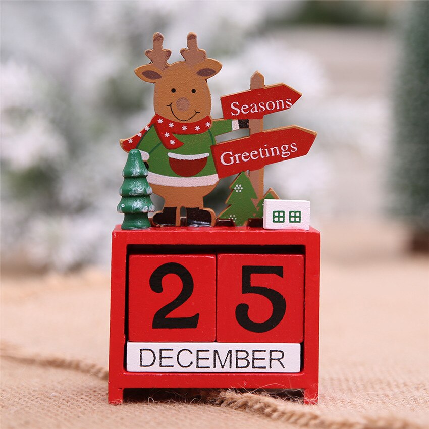 Julemanden bord skrivebord kalender jul advent ornamenter træ blok kalender boligindretning noel xmas år: 03- elg