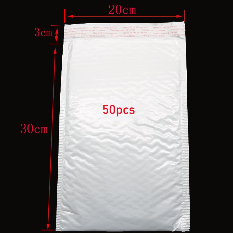 50 Stuks Van Verschillende Specificaties Witte Zak Schuim Envelop Foam Folie Kantoor Verpakking Envelop Trillingen Tas Bubble Mailer: 20x30cm     50pcs