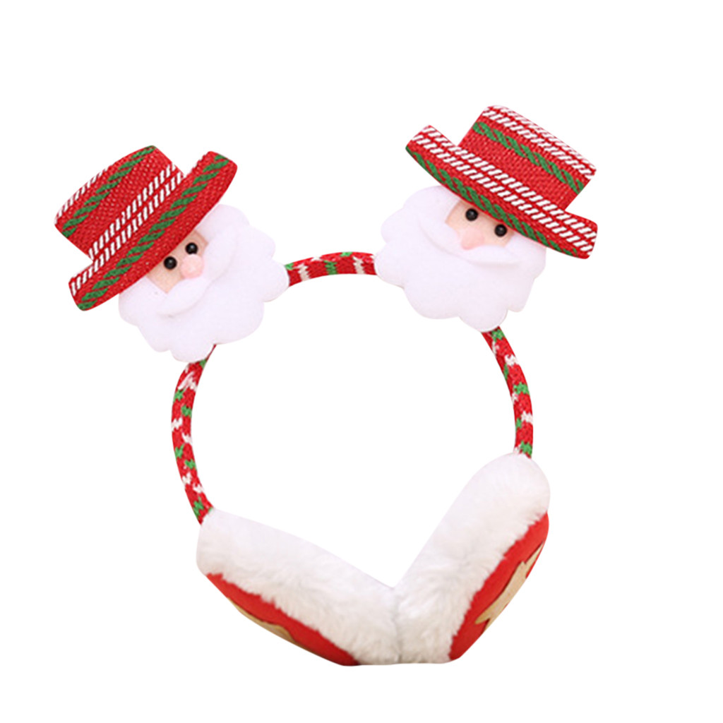 Christmas Earmuffs Children Winter Warm Plush EarMuffs Cute Ear Santa Claus Headband cache oreille теплые уши наушники зимние #L