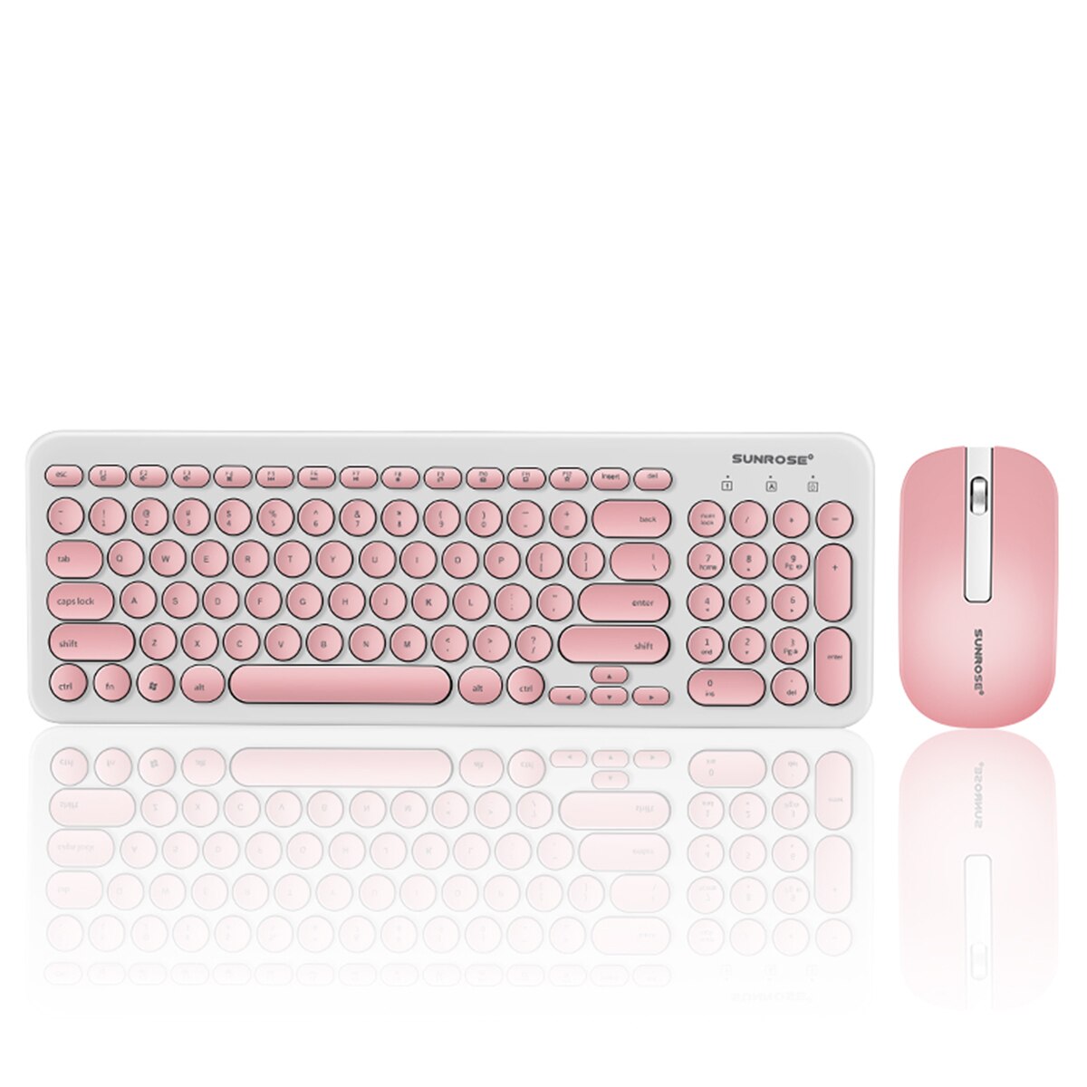 Ultra-Thin 2.4G Wireless Keyboard and Mouse Combo USB Cute Round Retro Mute Keyboard Mouse Set for Notebook Desktop Office Home
