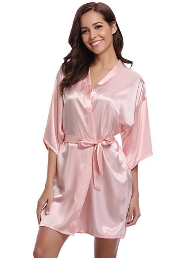 RB032 Zijden Kimono Robe Badjas Vrouwen Zijden Bruidsmeisje Gewaden Sexy Marineblauw Gewaden Satijnen Gewaad Dames Kamerjassen