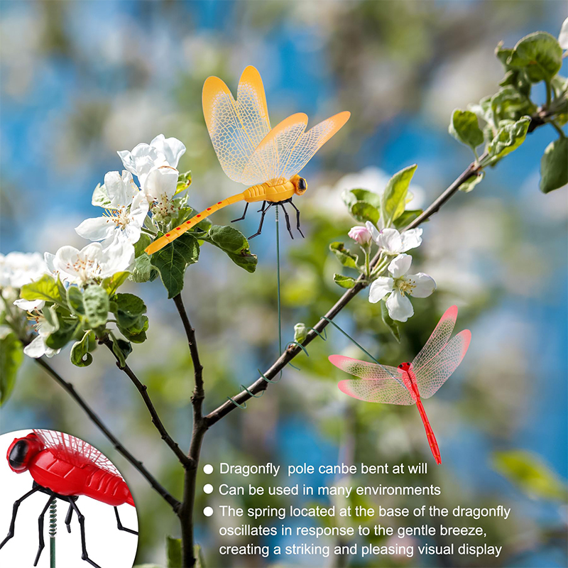 Colorful Dragonfly Garden Decorations Stakes Outdoor Decors Patio Ornaments Balcony Bonsai Accessories Flower Arrangement