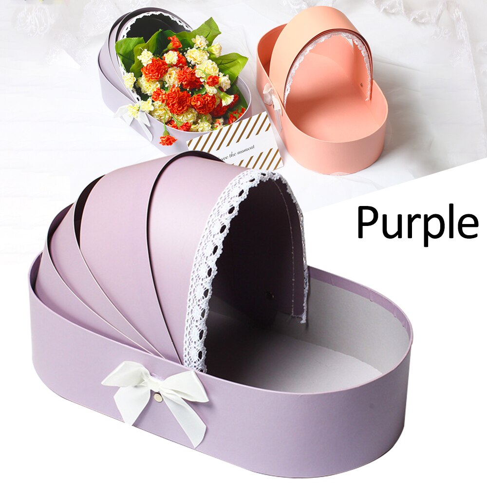 cradle flower box personality flower packaging box bouquet box paper flower basket empty box Christmas Decor: Purple