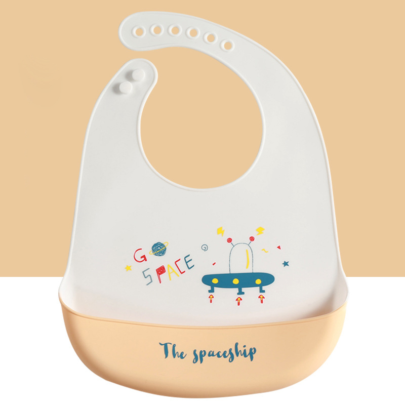 Niedliches Baby- #39 -lätzchen mit speicheltuch, wasserdichtem silikon, verstellbarem umfang, Karikatur-motiv und tasche: 3
