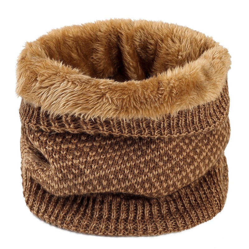 Winter Warm Plaid Thick Elastic Knitted Snood Scarf Ring Women Men Faux Fur Neck Tube Warmer Scarves Mufflers Collar: GINGER
