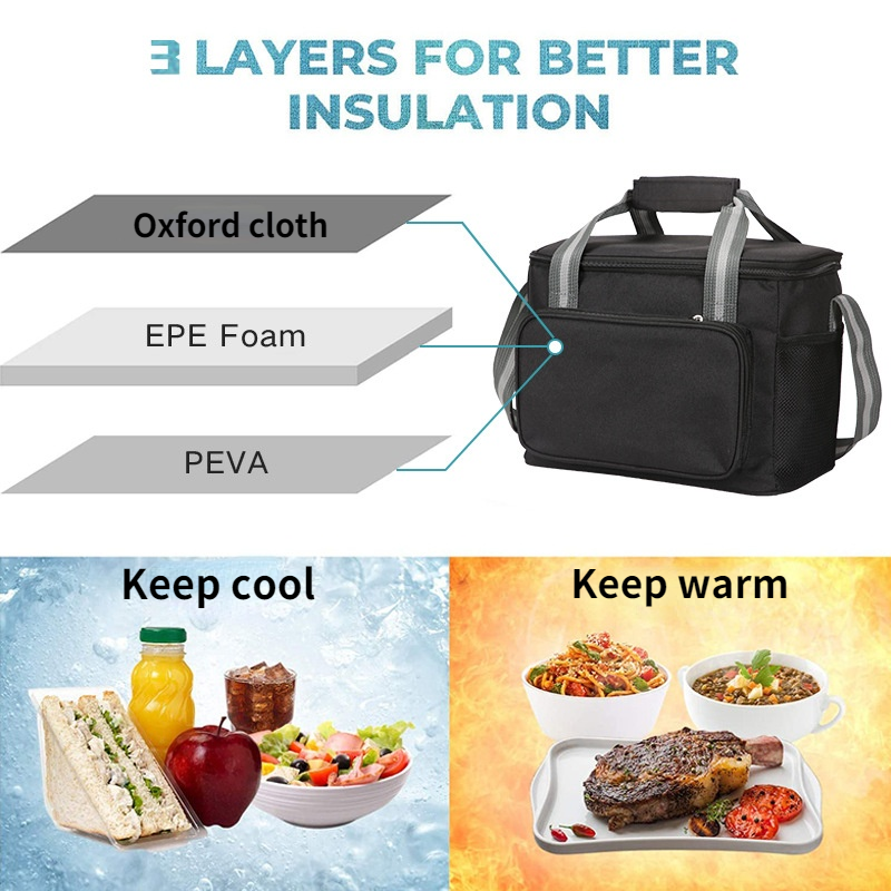 Large Insulated Lunch Box Bag Leak-proof Cooler Bag Lunch Tote for Men Women Picnic Travel Waterproof Dinner Wine Bag Cooler Box