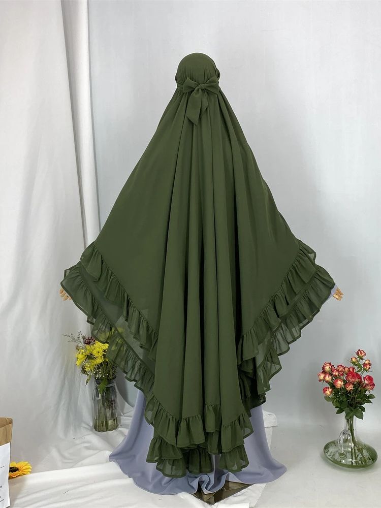 Ramadan solid khimar abaya dubai niqab turkiet arabisk muslim turban hijab islam bönekläder för kvinnor djellaba musulmans femme: Amy green