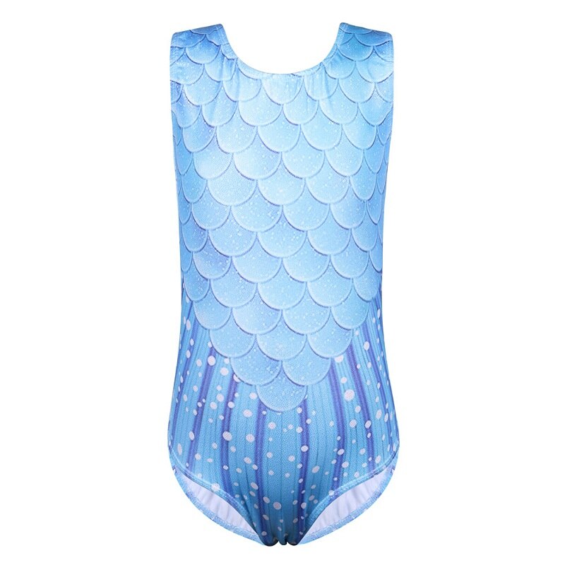 BAOHULU Girls Gymnastics Leotard Kids Light Blue Ballet Leotard for Girls Fish Scale Ballet Bodysuit for Children: B228FishBlue / 10A