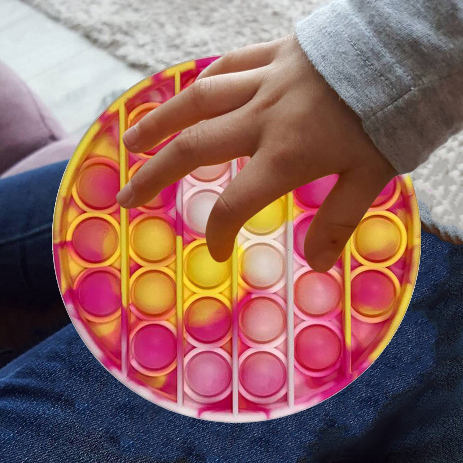 Fidget Toys Anti-Stress Push PopIt Bubble Sensory Rainbow Fidget ToyRestore Emotions Stress Reliever Toy for OCD Anxiety