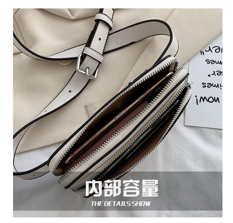 Double Pocket Women PU Waist Bag Female Crossbody Chest Bag Small PU Leather Lady Fanny Pack