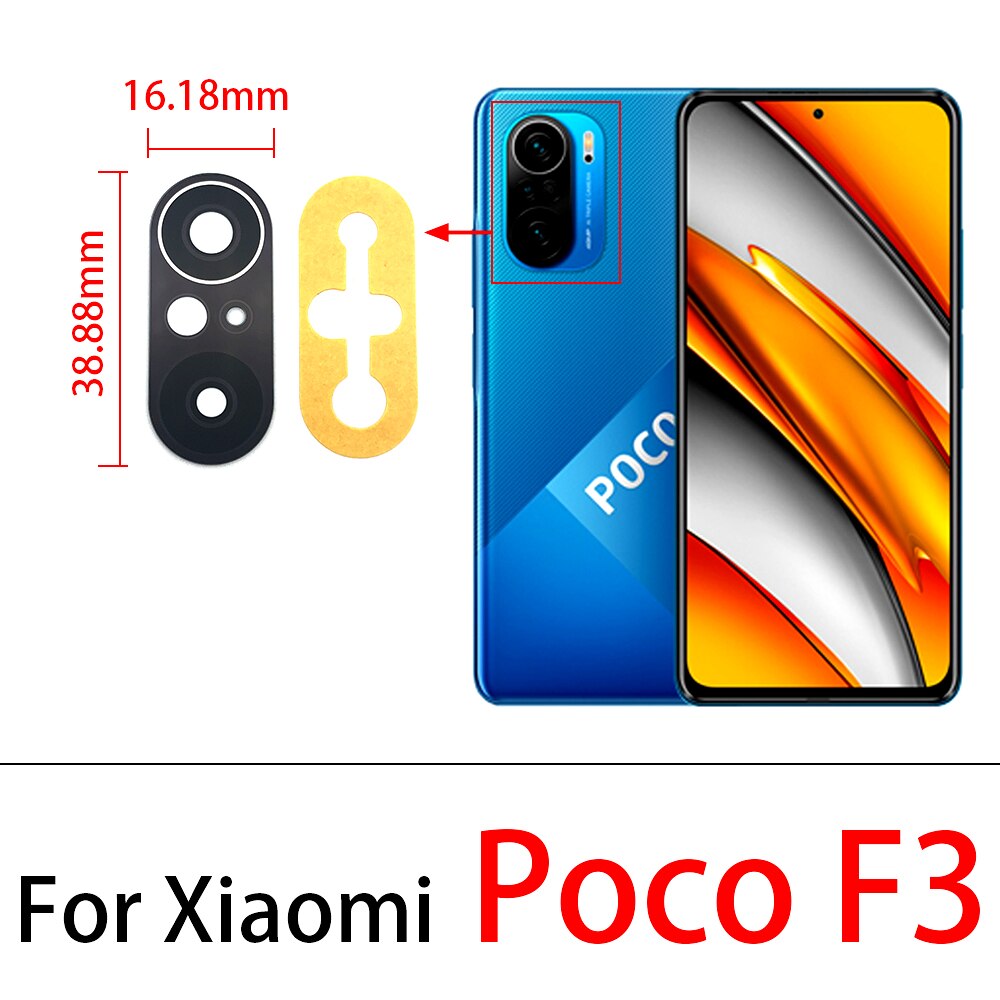 2 Stks/partij, camera Glas Lens Back Achteruitrijcamera Glas Lens Voor Xiaomi Poco M3 X3 F3 F2 F1 Pro Nfc Gt Met lijm: Poco F3