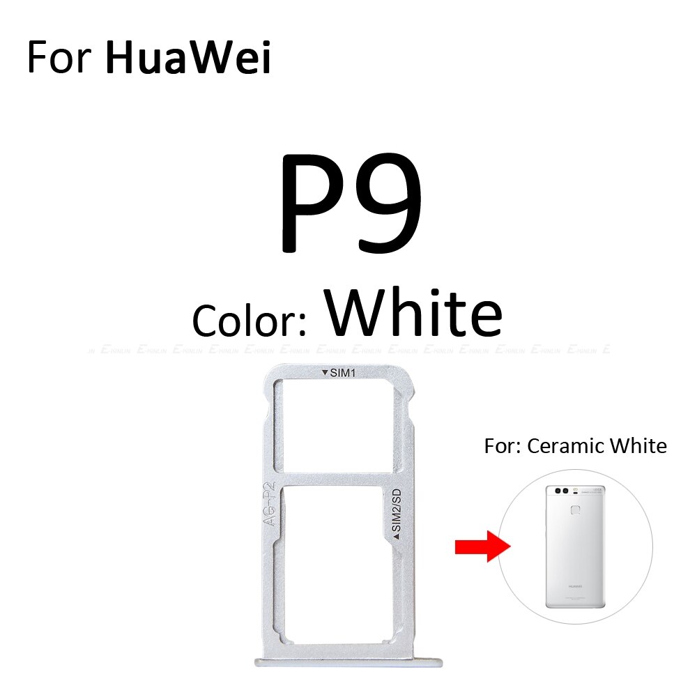 Sim Card Socket Slot Tray Reader Holder Connector Micro SD Adapter Container For For HuaWei P9 P8 Lite: For P9 White