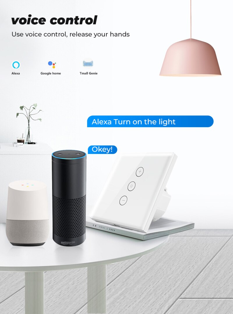 Tuya Smart Life WiFi Wall Panel LED Light Touch Dimmer Switch Remote Control Work With Aelxa Google Home Smart Home Gadgets