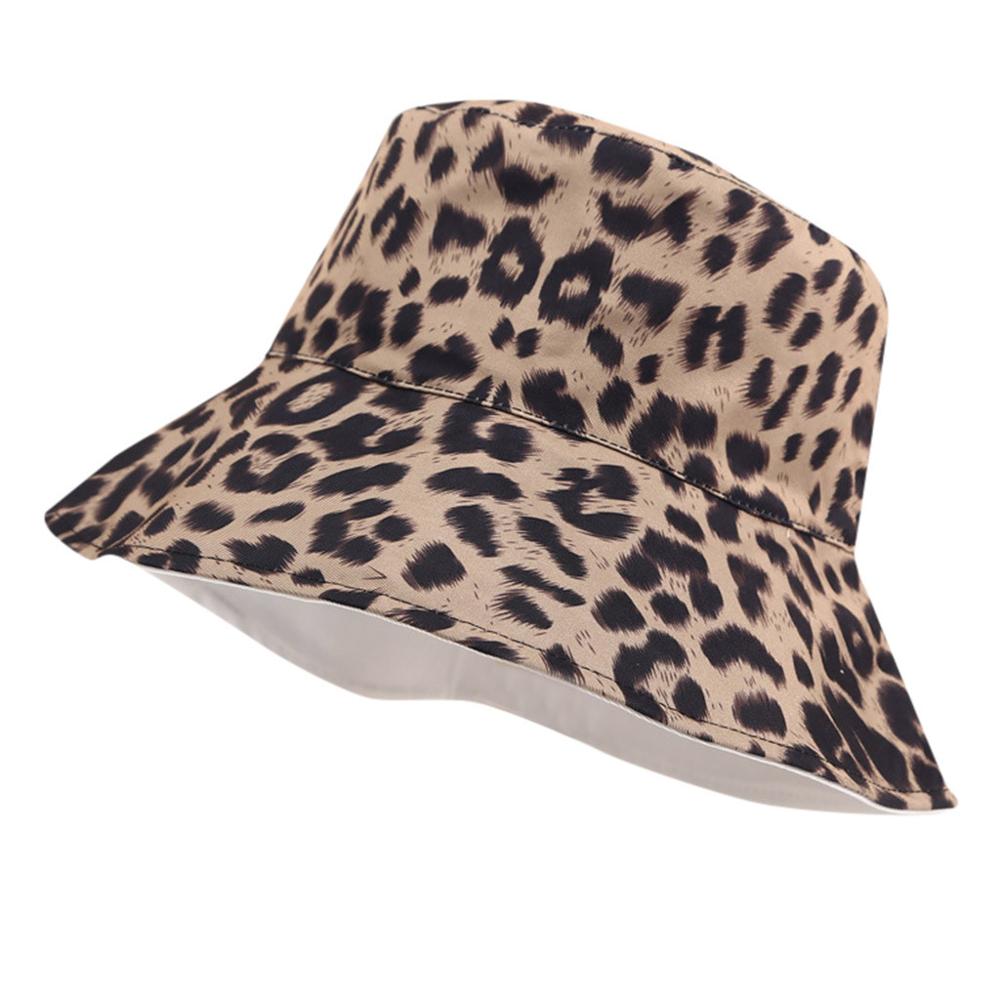 Dame kvinder afslappet leopard bredskygget floppy foldbar sommersol strandhat  #5 a 26: Khaki