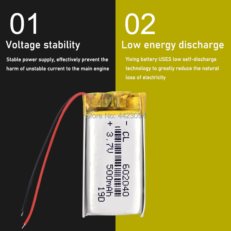 602040 litowo-polimerowy akumulator litowo-polimerowy 3.7V 500mAh bateria zastępcza li-ion komórki Lipo do głośnika Bluetooth