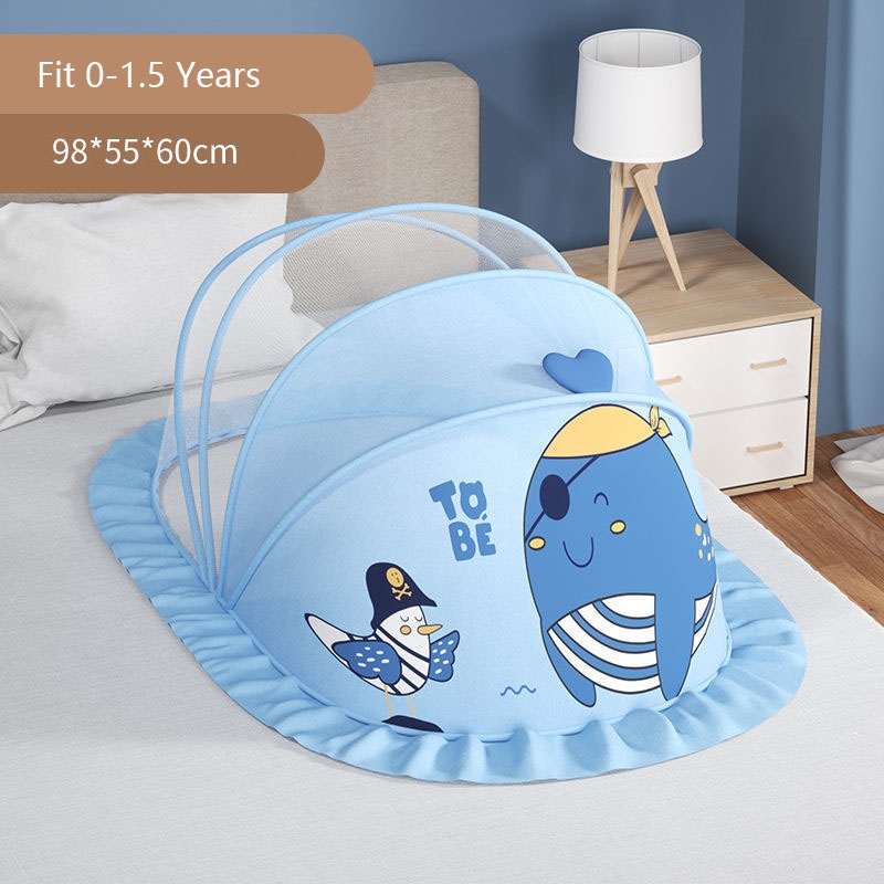 Baby Bed Mosquito Net Universal Crib Dome Canopy Netting Summer Kids Room Mosquito Proof Cover Foldable Hanging Bed Curtain: Silver