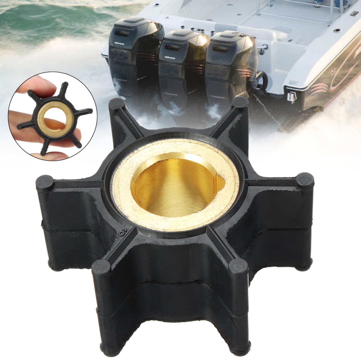 389576 436137 evinrude johnson 4hp-8hp: lle perämoottorin vesipumpun siipipyörä musta kuminen halkaisija 38mm 6 terän lisävaruste
