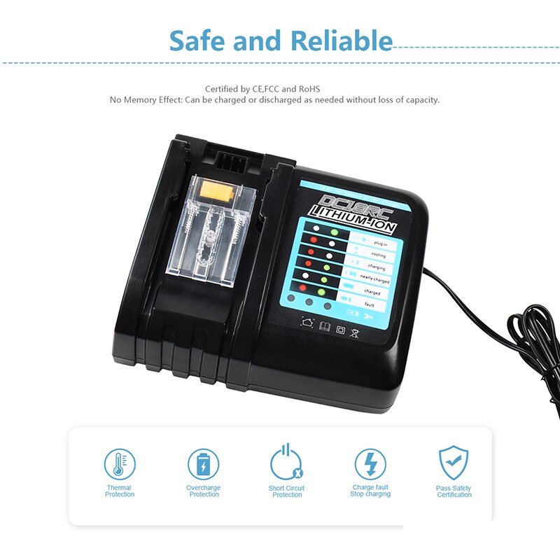DC18RC 18V Batterij Oplader Voor Makita 14.4V-18V Lithium Batterij BL1830 BL1840 BL1850 BL1860 BL1815 BL1430 BL1450 BL1440 Charger