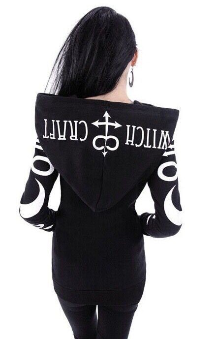 Feecolor Vrouwen Hoodie Jas Gothic Casual Hooded Zip Up Lange Mouw Sweatshirt Top