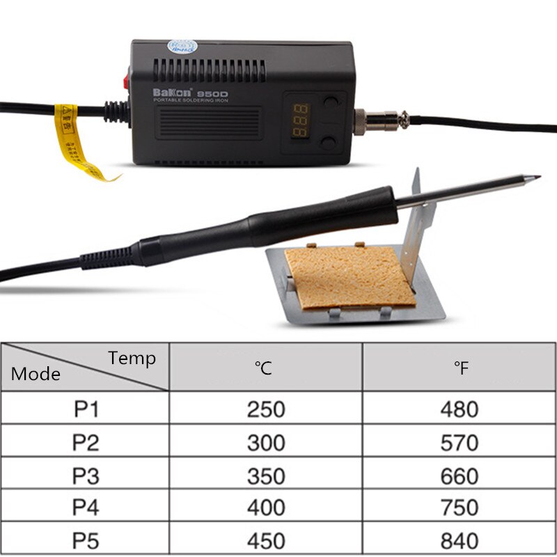 Przenośny 50W Bakon 950D wyświetlacz cyfrowy stacja lutownicza regulowana lutownica żelazo końcówka stacja lutownicza elektroniczne narzędzie robić spawania
