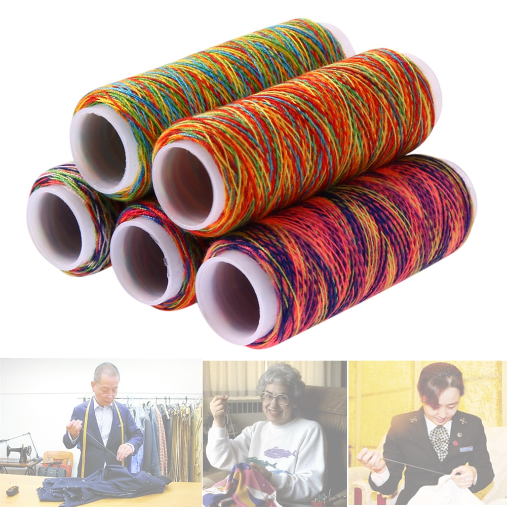 5pcs Rainbow Color Sewing Thread Hand Quilting Embroidery Sewing Thread Floss Sewing Skeins Craft Hogard