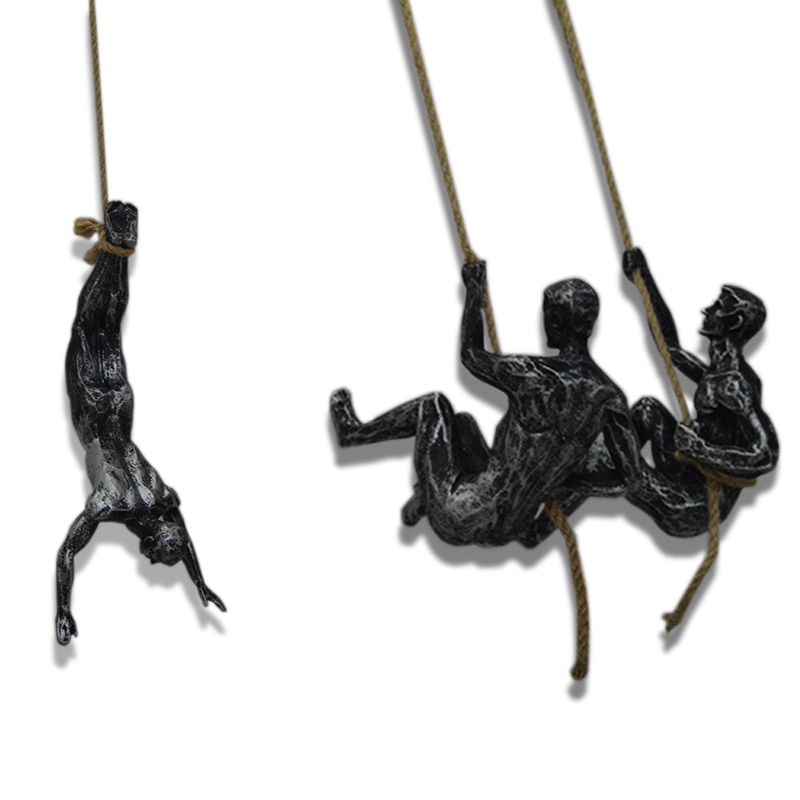 Figuras Retro de escalada en roca, escultura de resina artesanal, decoraciones de pared, colgante, estatua de pared de salón, deportista decorativo