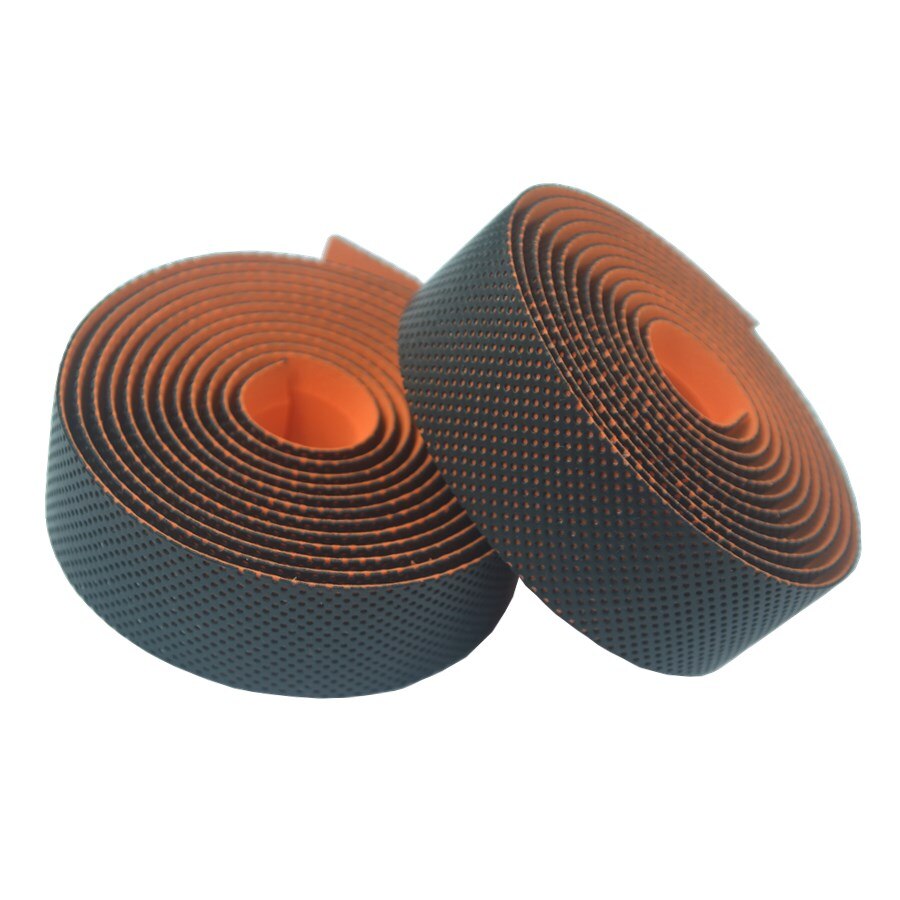 2.16M Pu Racefiets Stuurlint Lederen Anti-Slip Eva Fiets Grips Cork Stuur Plakband Bar stekkers Riem Bandjes: orange