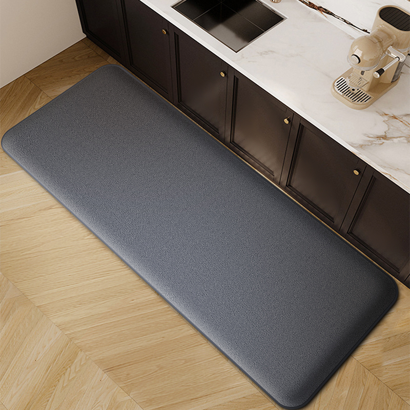 Lange Streifen verdickte Küche wasser- und ölabsorbierende Bodenmatte Flanell rutschfeste schmutzabweisende Fußmatte Eingangstürmatte: 1400MMx2000MM / Grey