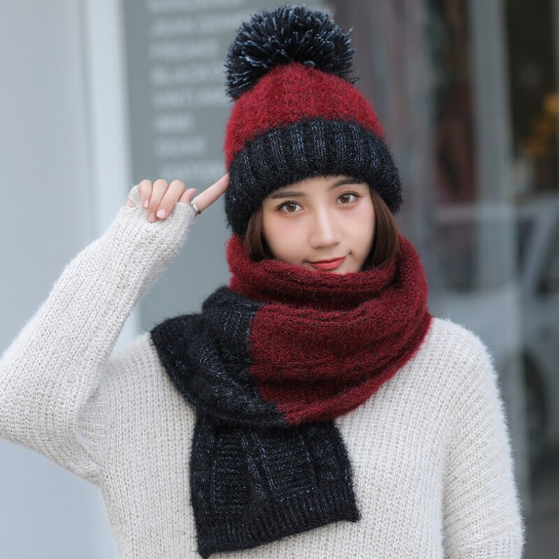 Ht2687 dames winter muts sjaal set dikke warme dames winter accessoires dames gebreide muts en sjaal dames mutsen dames winter set