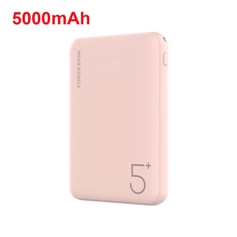 Banco de energía portátil, cargador de batería externo de 10000mAh, 2.1A, cargador rápido para iPhone, Huawei, Samsung, Xiaomi: Pink 5000mAh