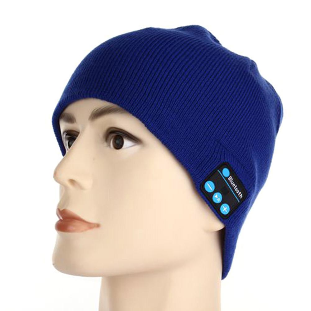Gorro de lana con auriculares de música recargables por USB, gorro de invierno con Bluetooth