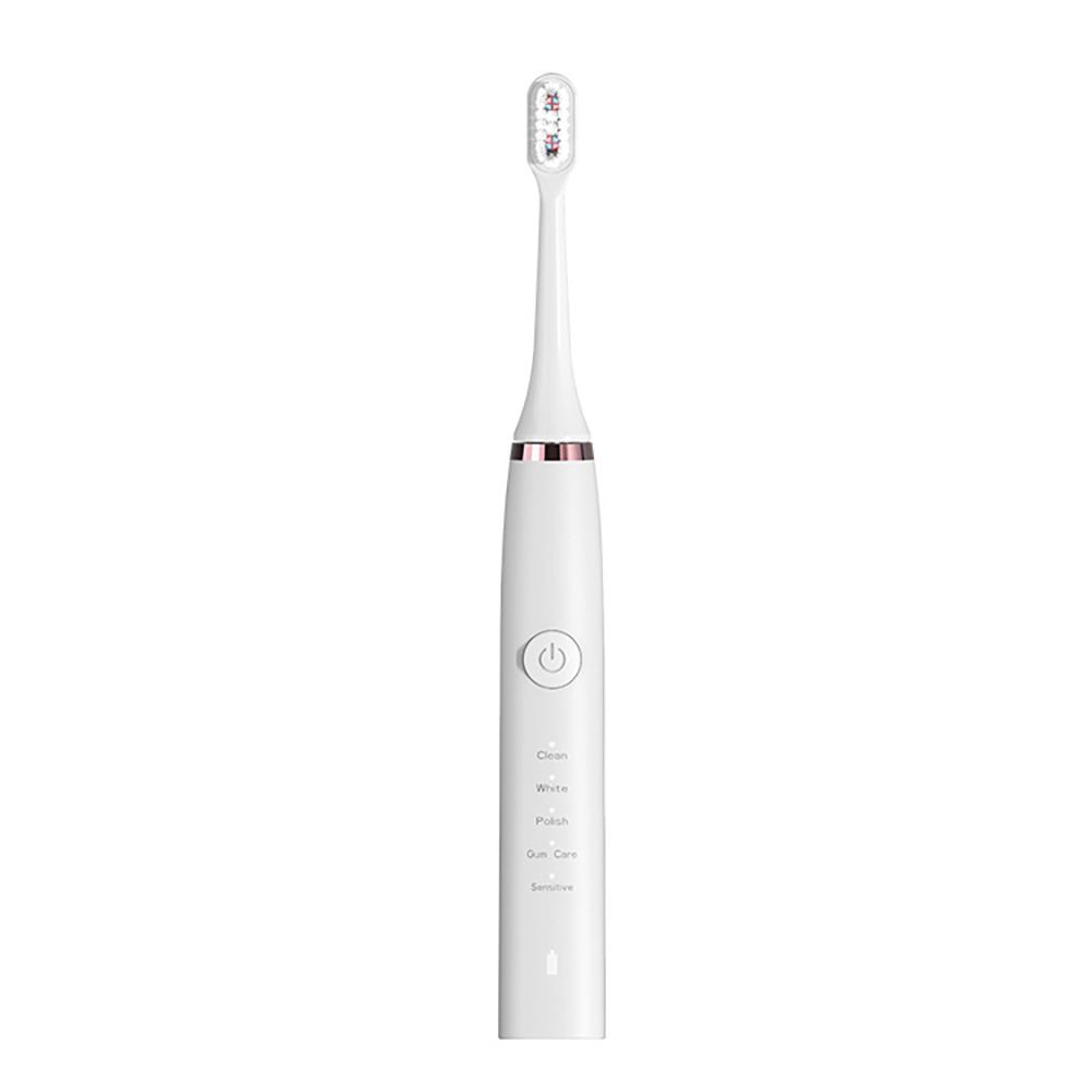 Luminous 8LED Lamp Bead Electric Toothbrush Blue Light Ultrasonic Toothbrush Head Cleaner Adult Automatic Smart Teeth Whitening: white