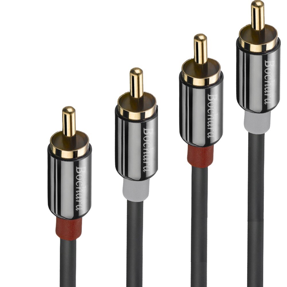 Bochara 2RCA Om 2RCA Male Naar Male Ofc Audiokabel Folie + Gevlochten Afgeschermde 1.8 M 3 M 5 M 10 M 15 M 20 M Voor Versterker Mixer