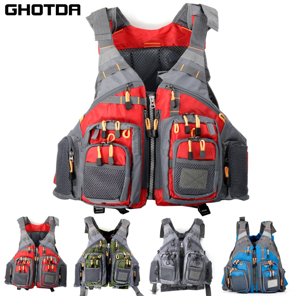 Outdoor Fishing Equipment Multi-pocket Fishing Jacket Swimming High Buoyancy Fishing Vest Multi-function Outdoor Photography