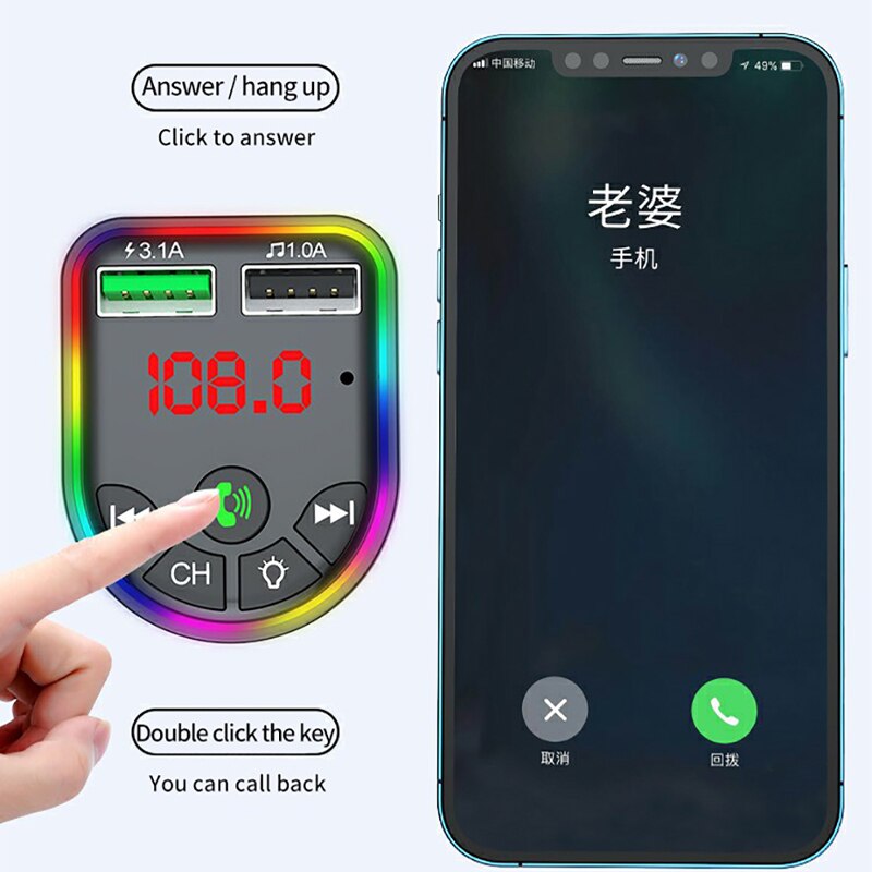 VR robot Led Backlit Bluetooth Auto MP3 Speler Fm-zender Draadloze Stereo Handsfree Carkit Ondersteuning Tf Card/U Disk Afspelen