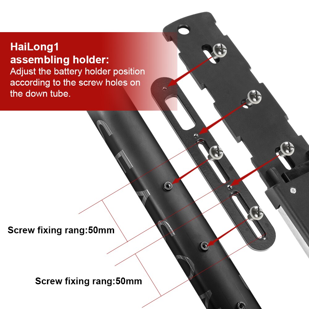 Support d&#39;installation de batterie de vélo électrique, cadre de batterie de vélo électrique pour pièces d&#39;adaptateur de batterie de tube inférieur Hailong