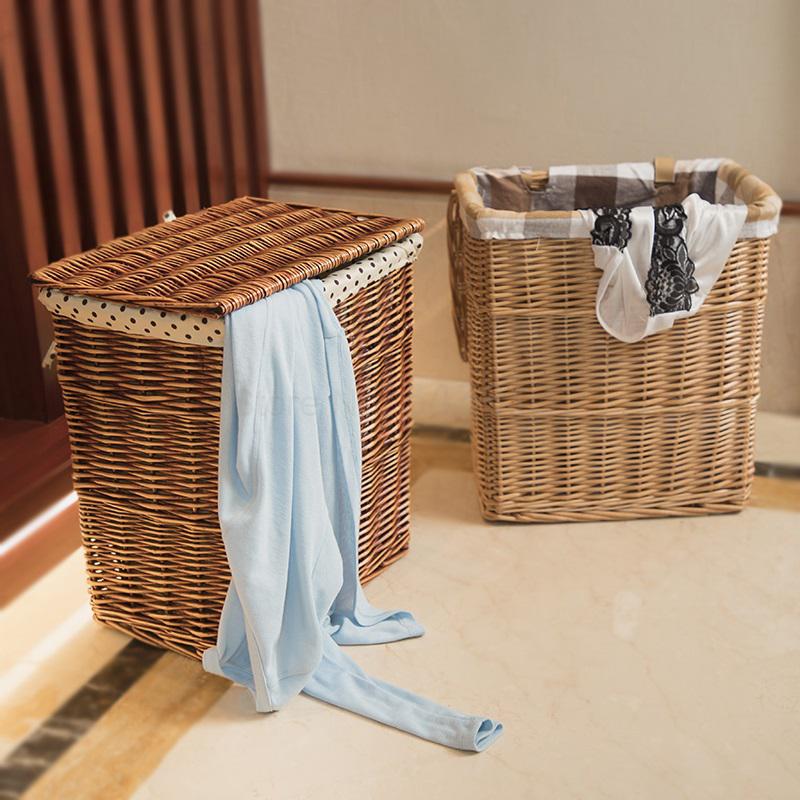 600 wiklinowy rattanowy kosz na śmieci brudny pojemnik na ubrania pudełko robić przechowywania pudełko z pokrywką wykończenie duże pudełko