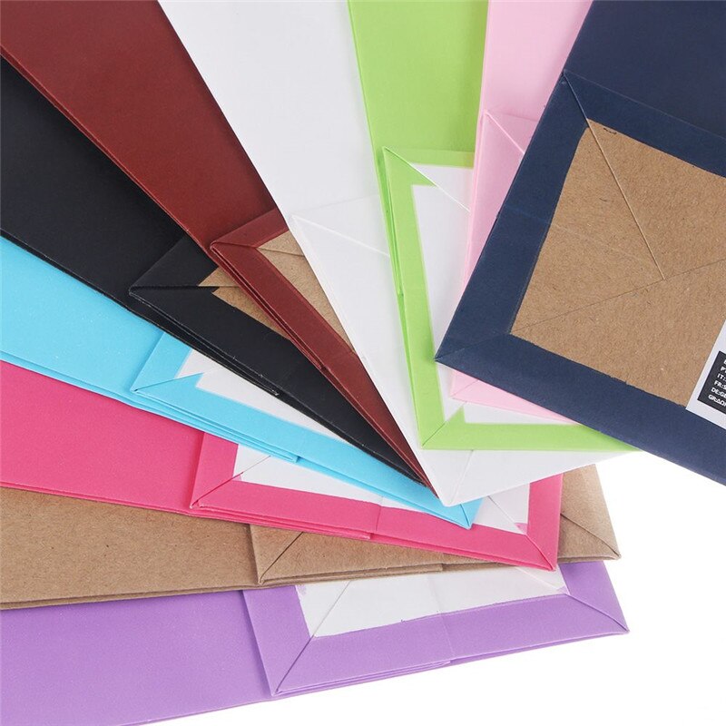 1Pcs Reusable Kraft Paper Shopping Bag With Handle DIY Multifunction Wedding Birthday Party package bags