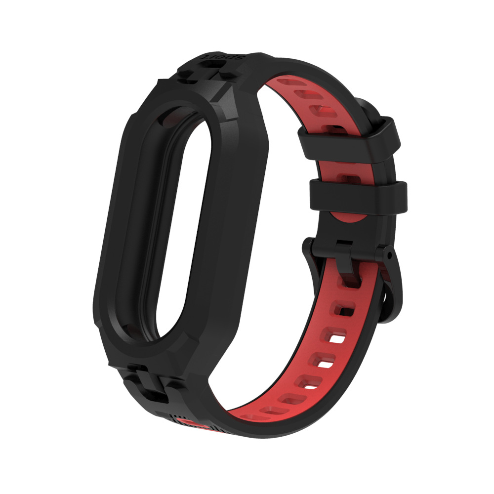 Voor Mi Band 10 Band Xiaomi Mi Band 9 Polsband Correa Horloge Vervanging Zachte TPU Siliconen Miband 8 Armband 2 IN 1 Band Case: Steenkool zwart / 12mm