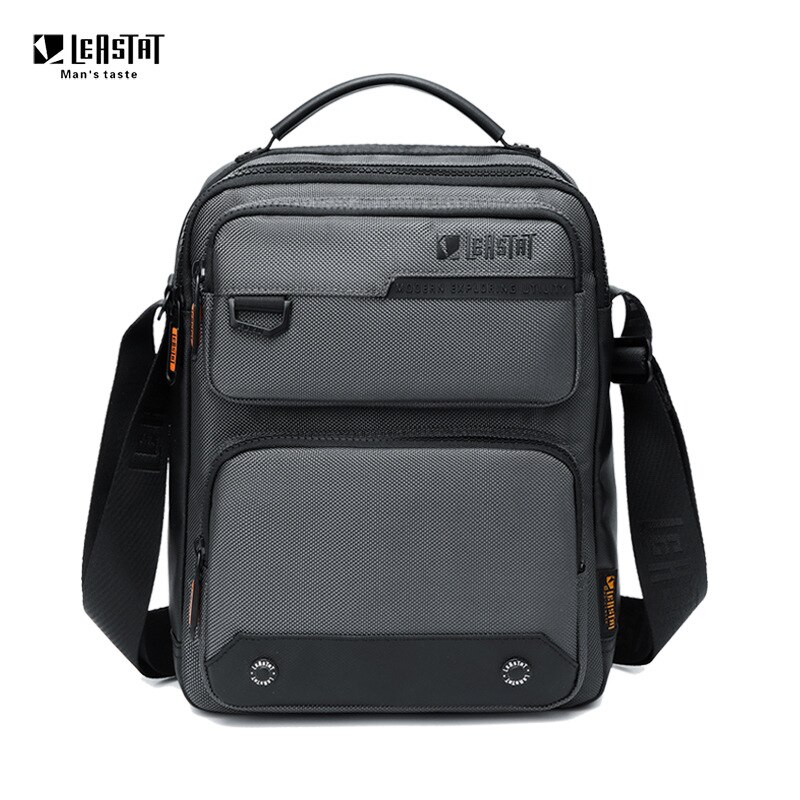 LEASTAT Casual Men&#39;s Shoulder Bag Oxford Multifunctional Men Crossbody Bag Multi-pocket Waterproof Chest Bag Handbag: Gray / S