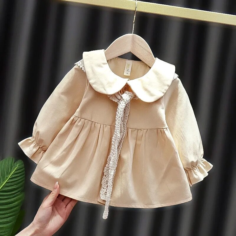 Lente Herfst Koreaanse Kinderen Windjack Kids Meisjes Trenchcoat Bovenkleding Jassen Prinses Jassen Voor Meisjes: Khaki / 90cm